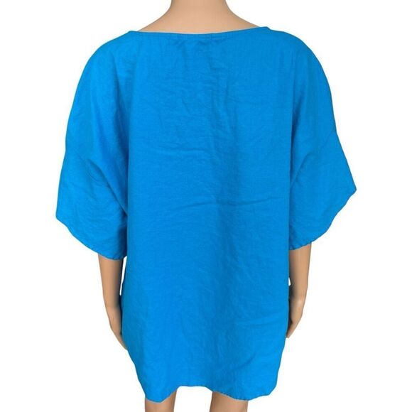 Soft Surroundings Andrea Linen Blend Pullover blouse button sleeve detail sz 1X - Picture 4 of 8